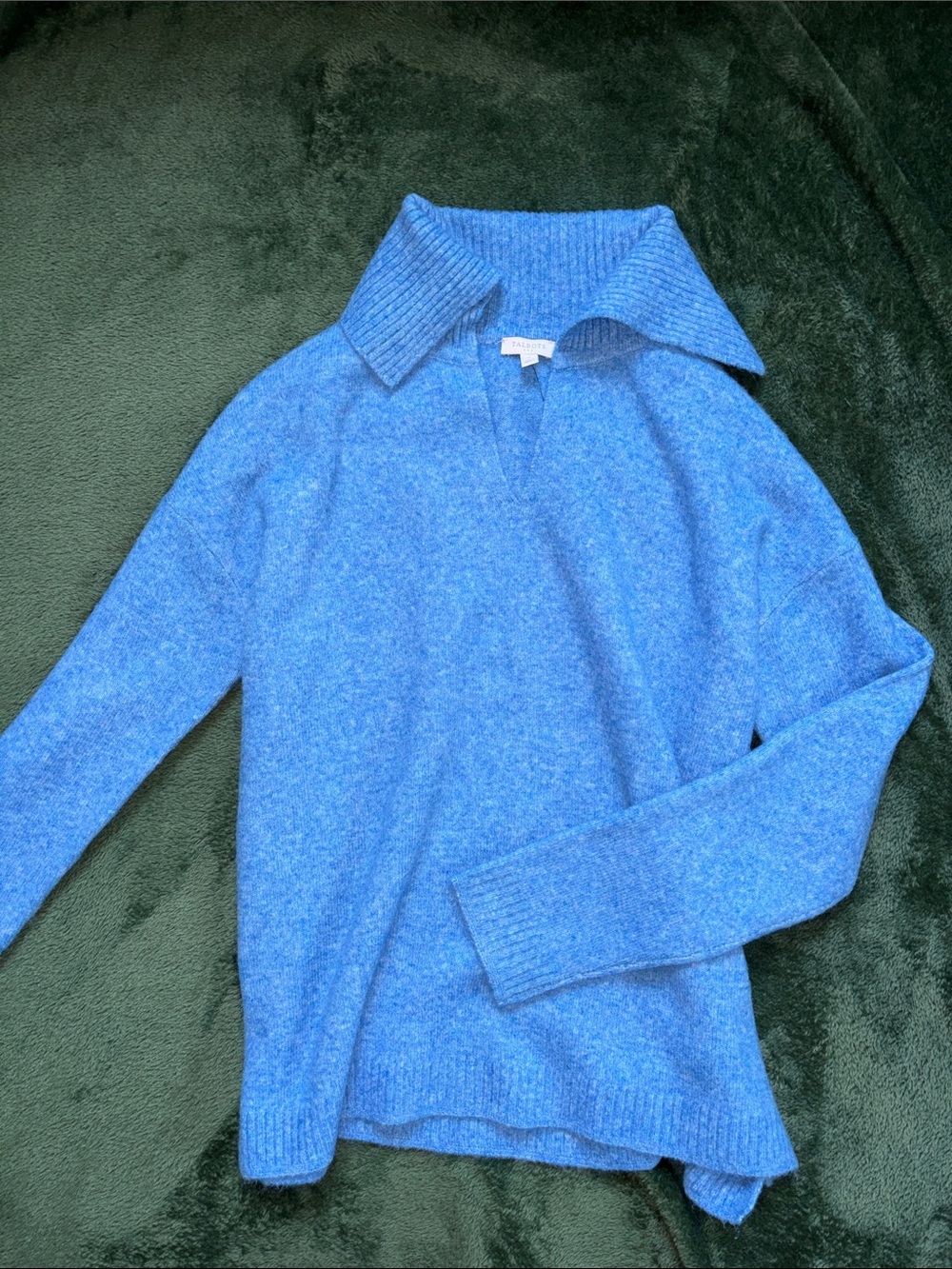 Talbots Blue Collared V-Neck Sweater